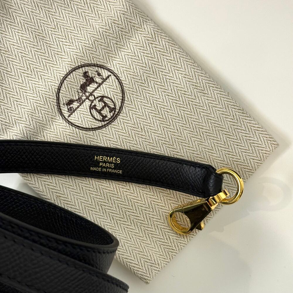 HERMES Kelly 32 Black Epsom Gold Hardware Handbag Leather Top Handle Crossbody - Picture 13 of 13